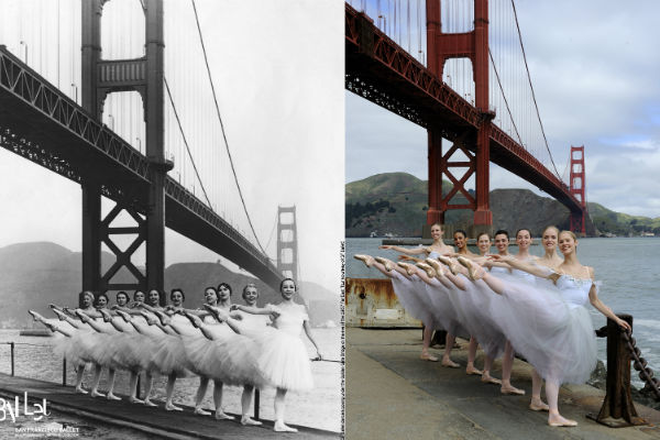 ballet in front of gg bridge